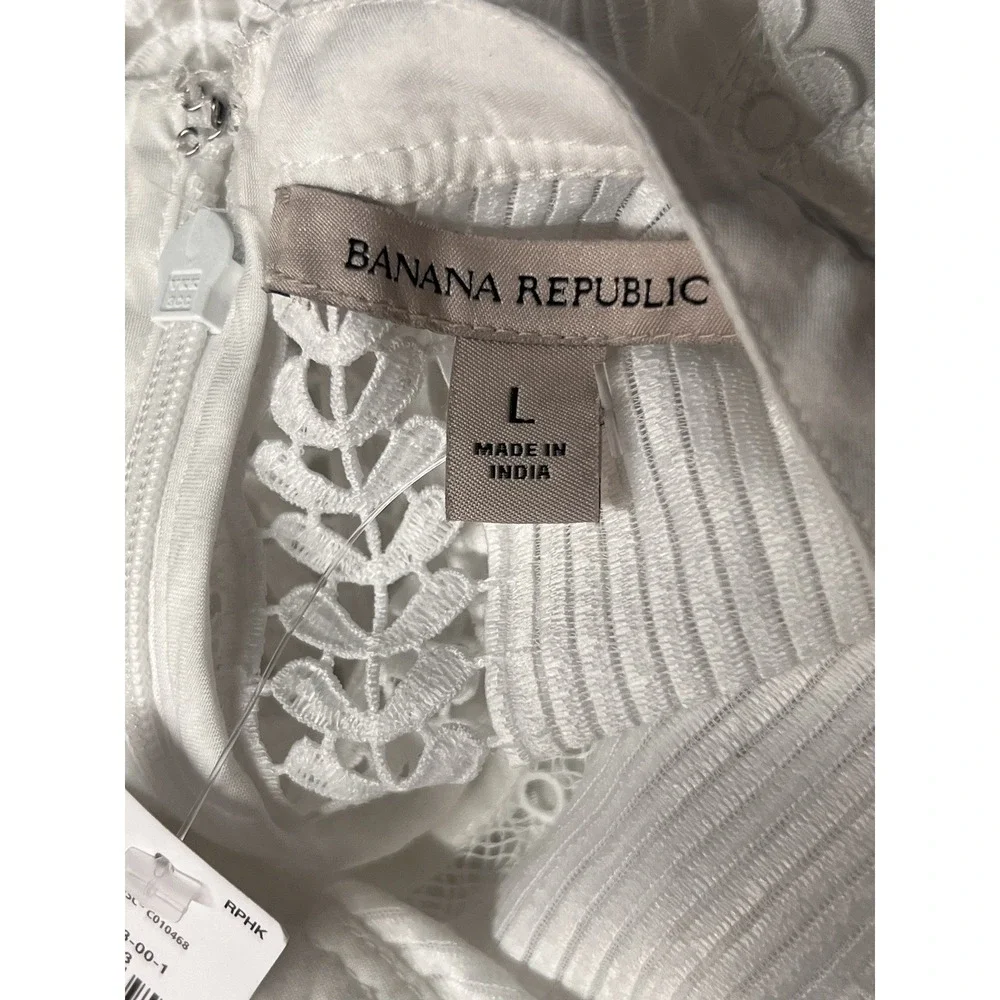 Banana Republic Diora Mini Dres Size L White Embrodery‎